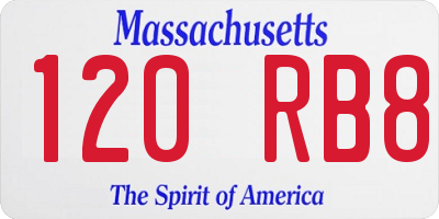 MA license plate 120RB8