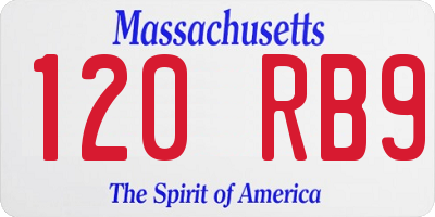 MA license plate 120RB9