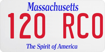 MA license plate 120RC0