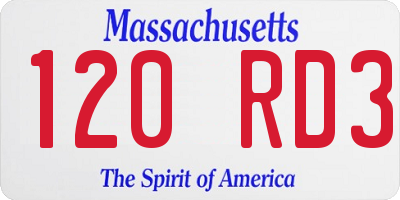 MA license plate 120RD3