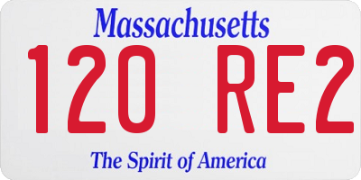 MA license plate 120RE2