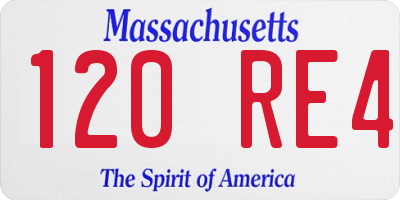 MA license plate 120RE4