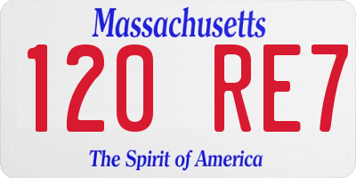 MA license plate 120RE7