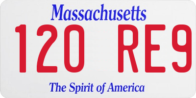 MA license plate 120RE9