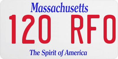 MA license plate 120RF0