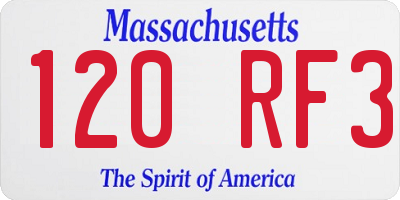 MA license plate 120RF3