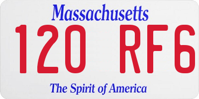 MA license plate 120RF6