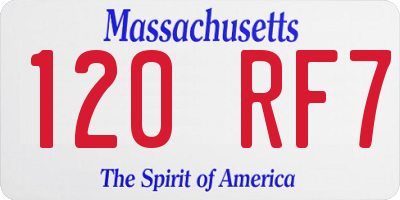 MA license plate 120RF7