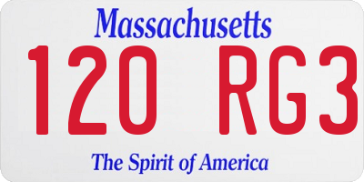 MA license plate 120RG3