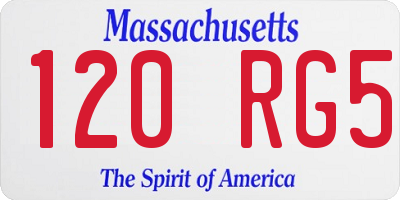 MA license plate 120RG5