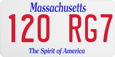 MA license plate 120RG7