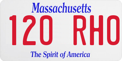 MA license plate 120RH0