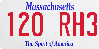 MA license plate 120RH3