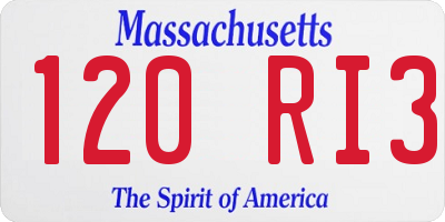 MA license plate 120RI3