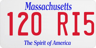 MA license plate 120RI5