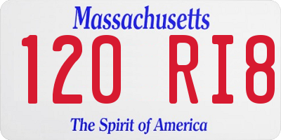 MA license plate 120RI8