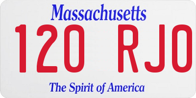 MA license plate 120RJ0