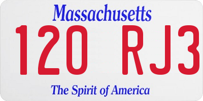 MA license plate 120RJ3