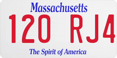 MA license plate 120RJ4