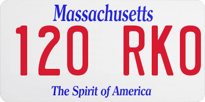 MA license plate 120RK0