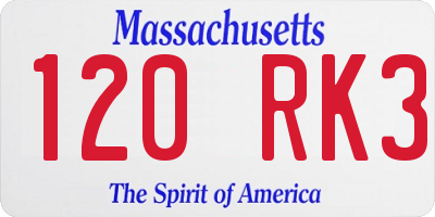 MA license plate 120RK3