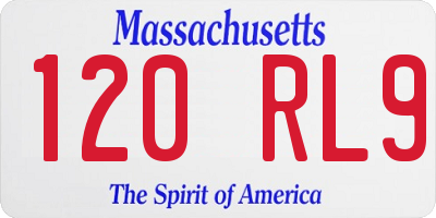 MA license plate 120RL9