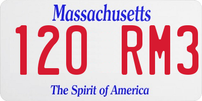 MA license plate 120RM3