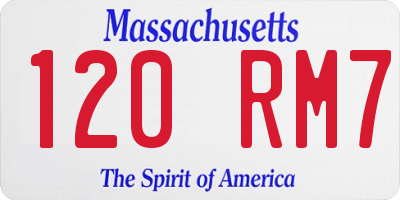 MA license plate 120RM7