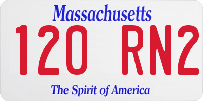 MA license plate 120RN2