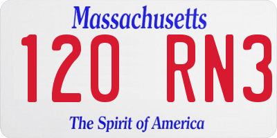 MA license plate 120RN3