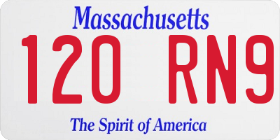 MA license plate 120RN9