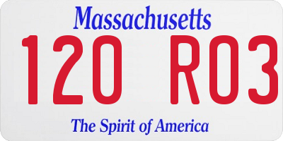 MA license plate 120RO3
