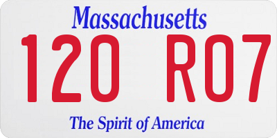 MA license plate 120RO7