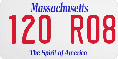 MA license plate 120RO8