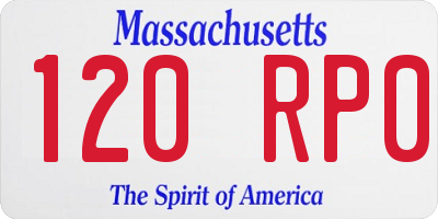 MA license plate 120RP0