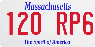 MA license plate 120RP6