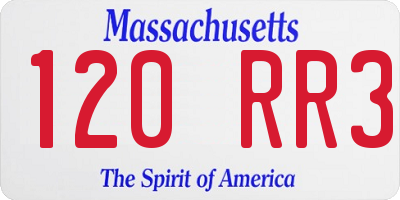 MA license plate 120RR3