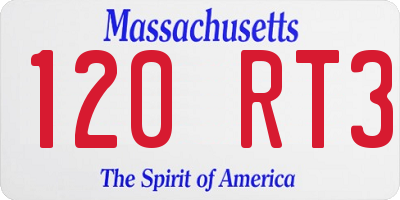 MA license plate 120RT3