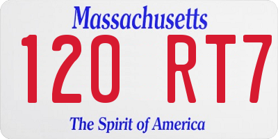 MA license plate 120RT7