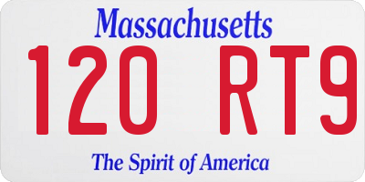 MA license plate 120RT9