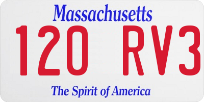 MA license plate 120RV3