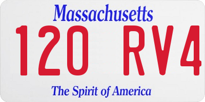 MA license plate 120RV4