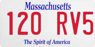 MA license plate 120RV5