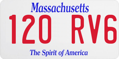 MA license plate 120RV6