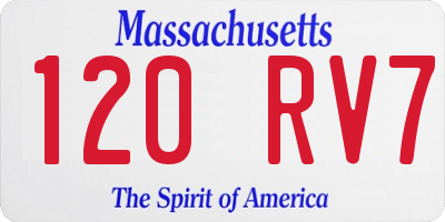 MA license plate 120RV7