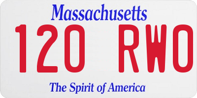 MA license plate 120RW0