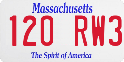 MA license plate 120RW3