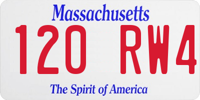 MA license plate 120RW4