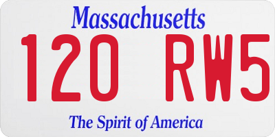 MA license plate 120RW5