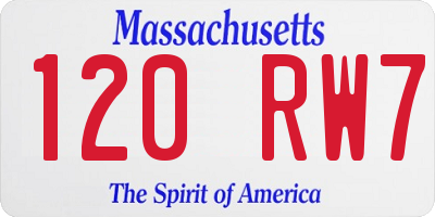 MA license plate 120RW7